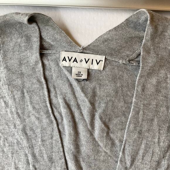 Ava & Viv Women Long Sleeve Open Front Knit Cardigan size 2XL, Gray - Picture 6 of 8
